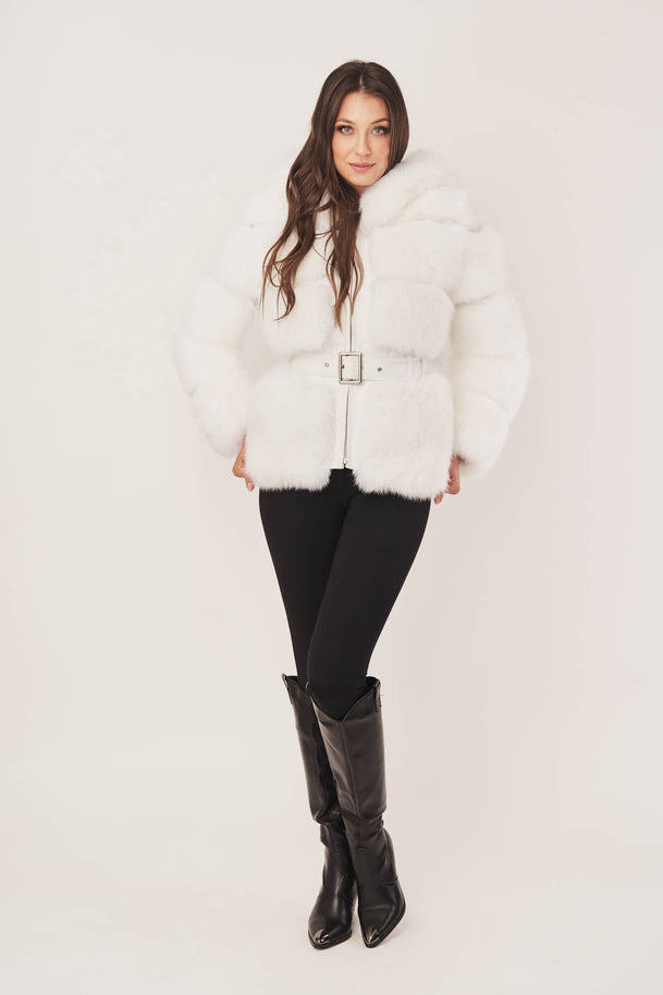 MANTEAU EN FOURRURE DE RENARD BLANC