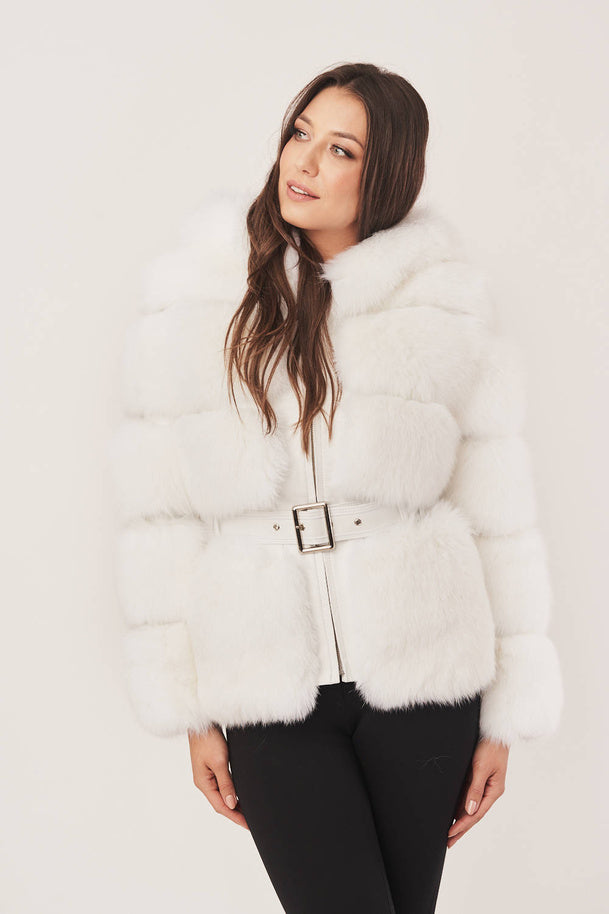 MANTEAU EN FOURRURE DE RENARD BLANC