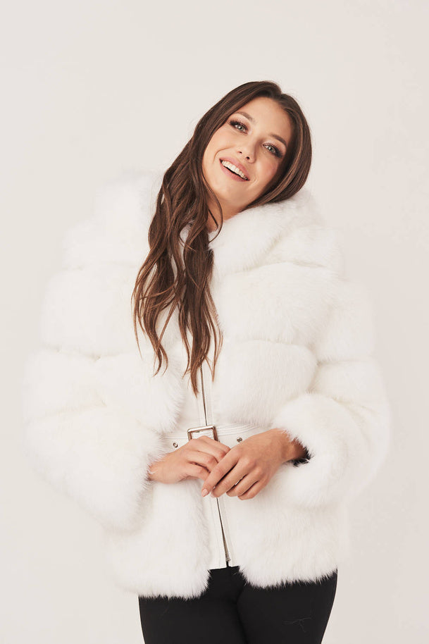 MANTEAU EN FOURRURE DE RENARD BLANC