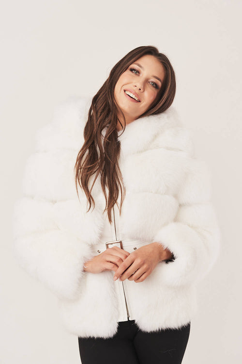 MANTEAU EN FOURRURE DE RENARD BLANC