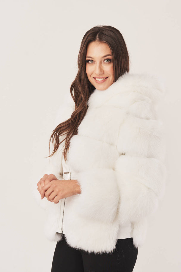 MANTEAU EN FOURRURE DE RENARD BLANC
