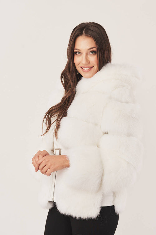MANTEAU EN FOURRURE DE RENARD BLANC