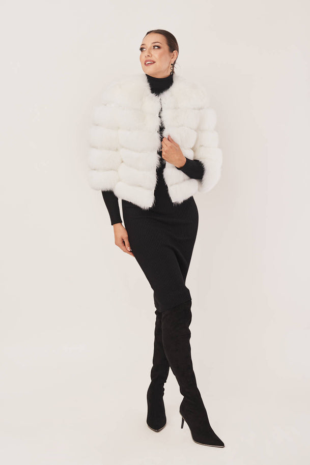 VESTE EN FOURRURE DE RENAR BLANC