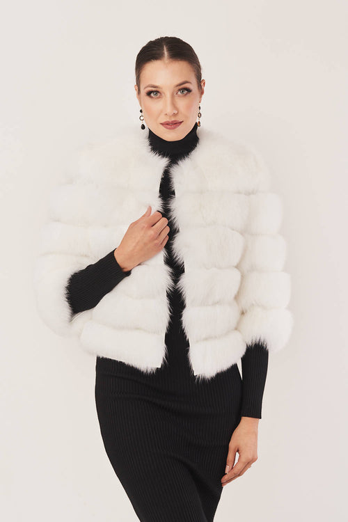 VESTE EN FOURRURE DE RENAR BLANC
