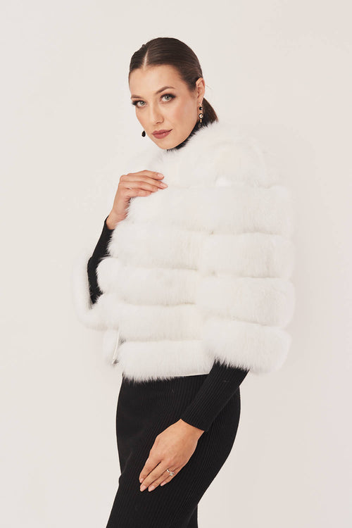 VESTE EN FOURRURE DE RENAR BLANC