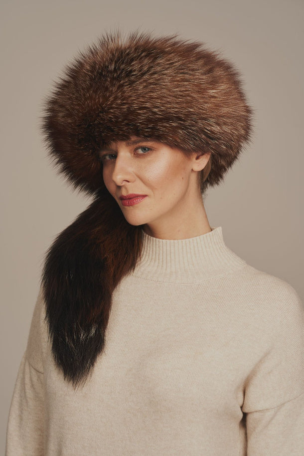 CHAPEAU EN FOURRURE DE RENARD BRUN