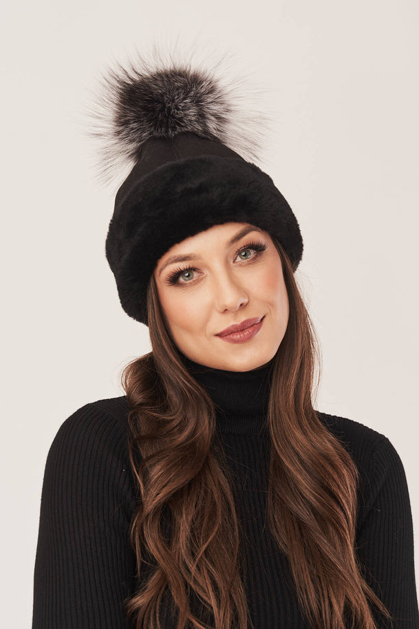 BONNET EN FOURRURE DE RENARD ARGENTÉ